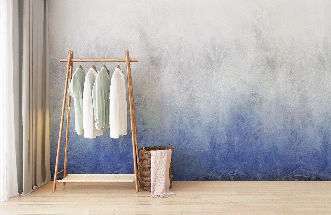 ombre watercolor blue wall mural hallway decoration