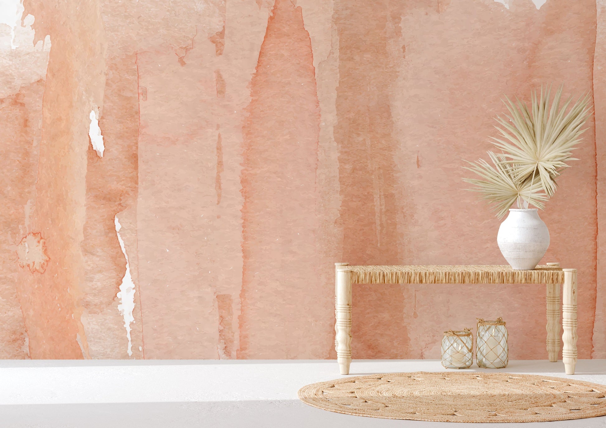 Living Room Pink Deco Wallpaper Mural Decor