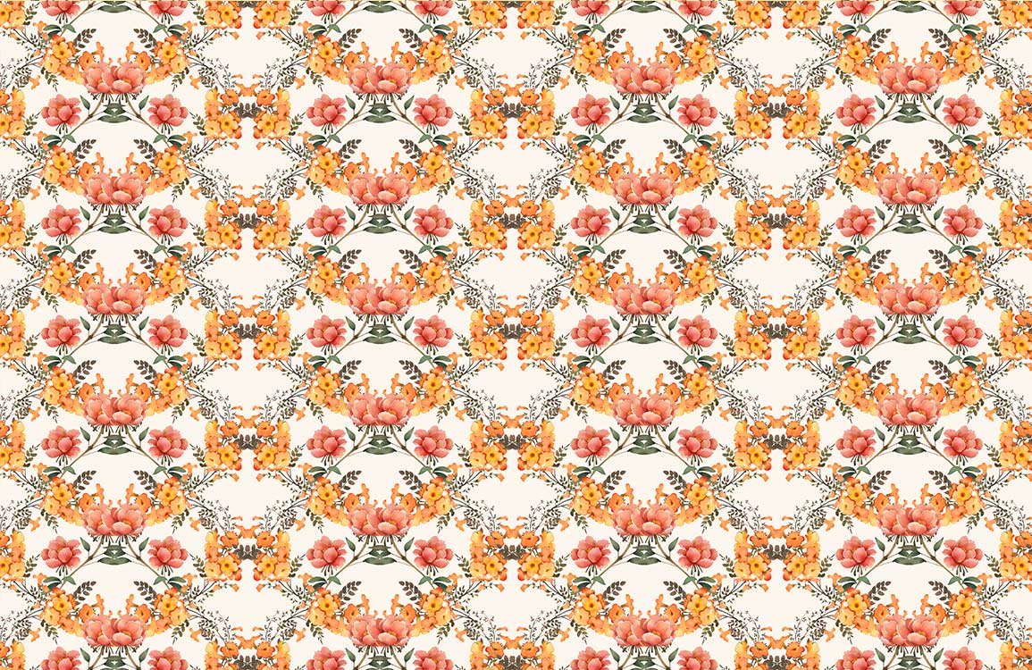 Orange Flower Wreath Wallpaper Home Interior