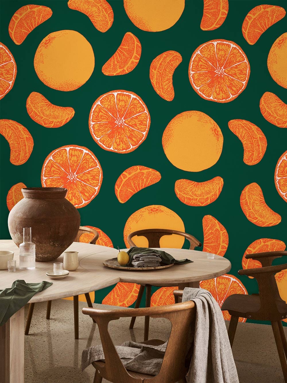 Sliced Orange Fruit Wallpaper Murals for dining Room decor