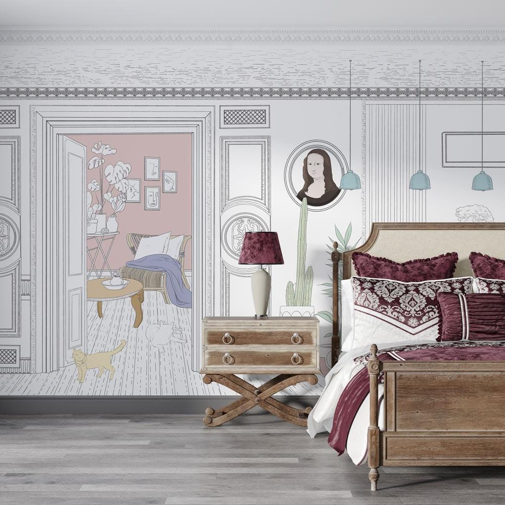 Indoor Deco Wallpaper Mural for the Decoration of Bedrooms