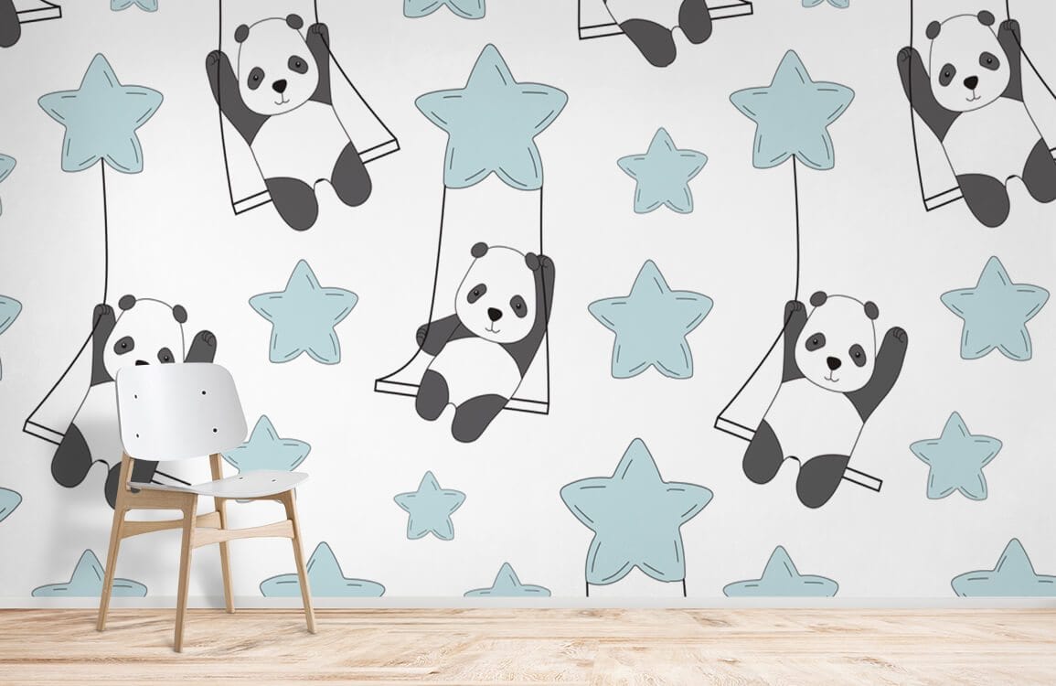 Wallpaper mural of a panda for use in decorating children's rooms
