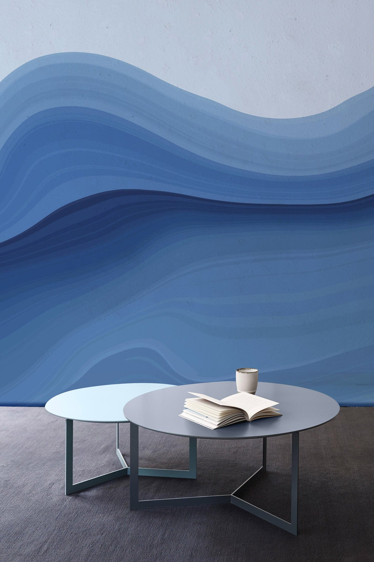 Marble Wallpaper Mural in Soft Pastel Blue for the Living Room Decoration