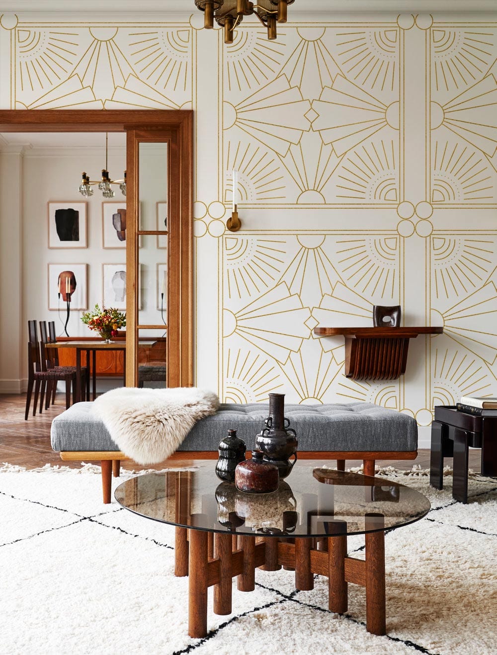 Yellow Square Art Deco Custom Wallpaper Design