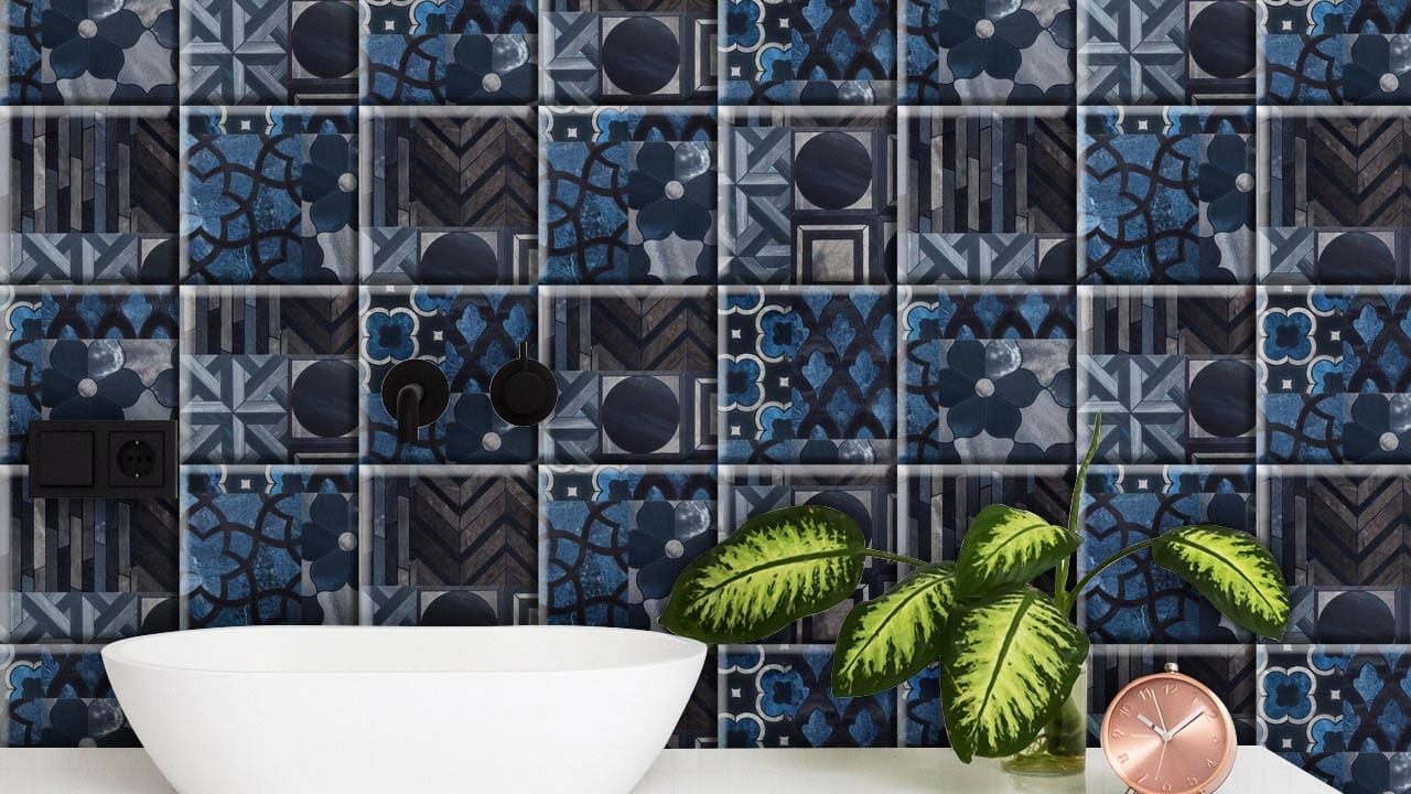unique tile flower wall mural art design