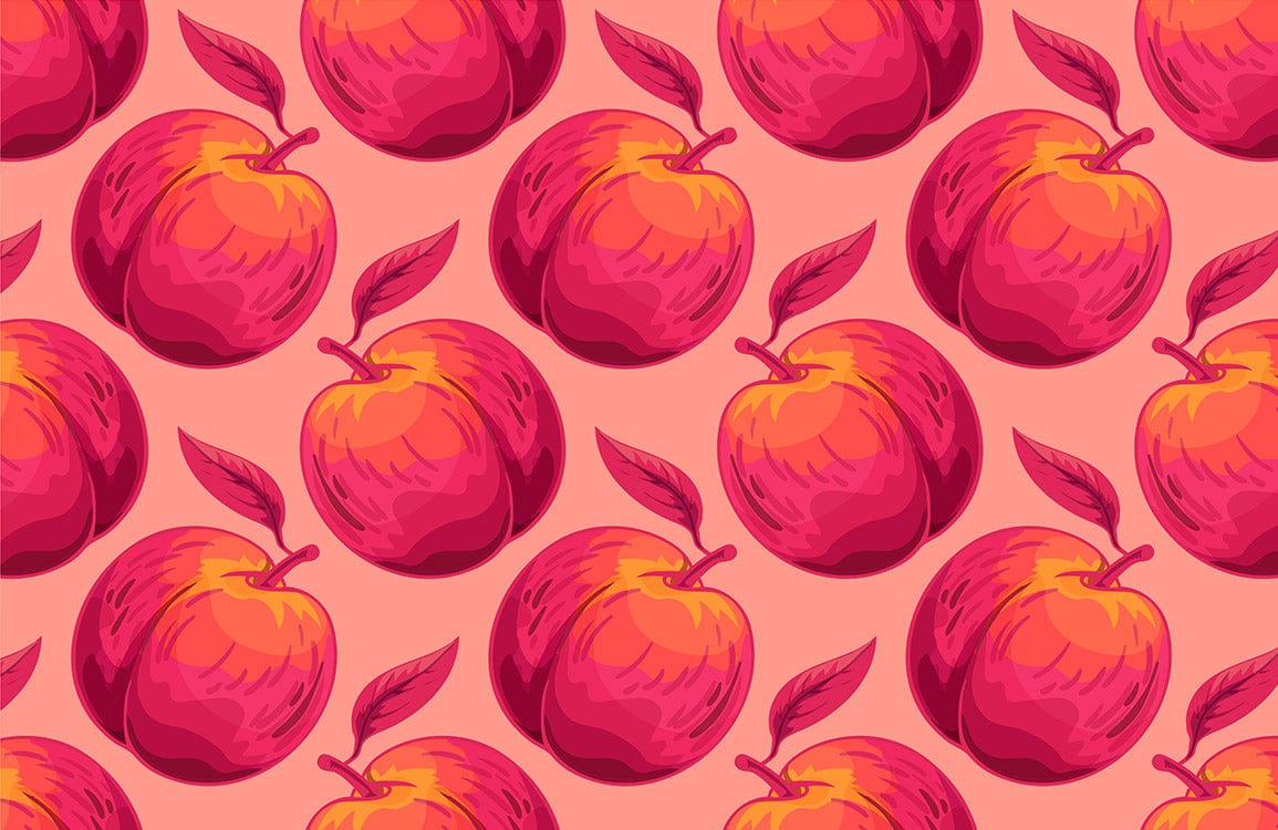 Peach Fruit Pattern Custom Design Mural Wallpaper
