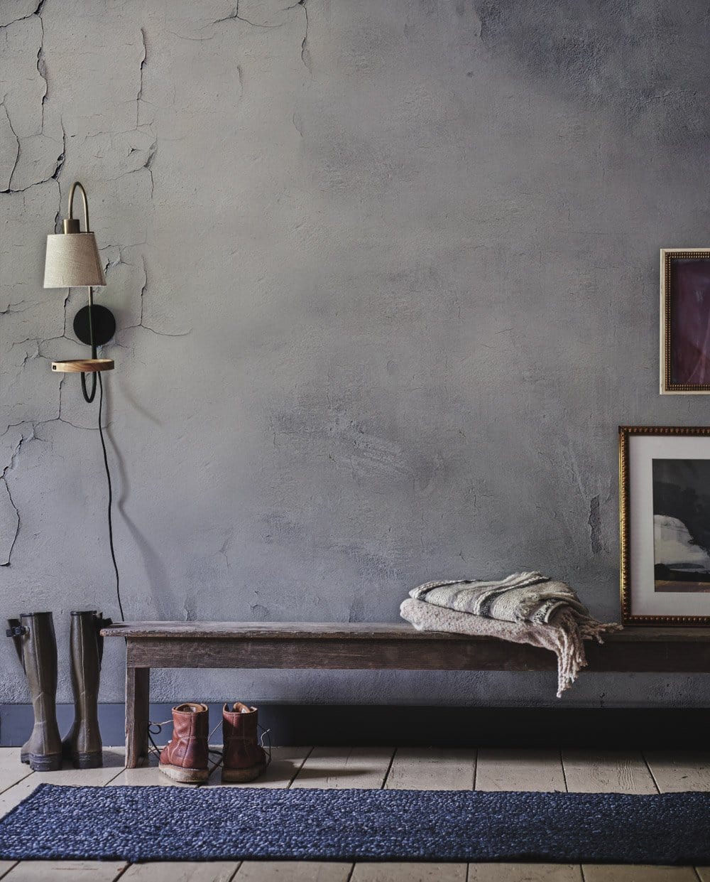 Modern Grey Concrete Texture Mural Wallpaper in entryway