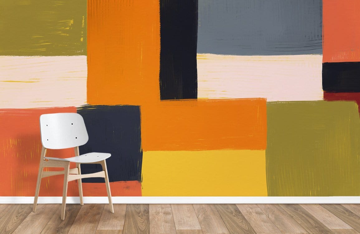 rectangle mosaic orange wall murals for home