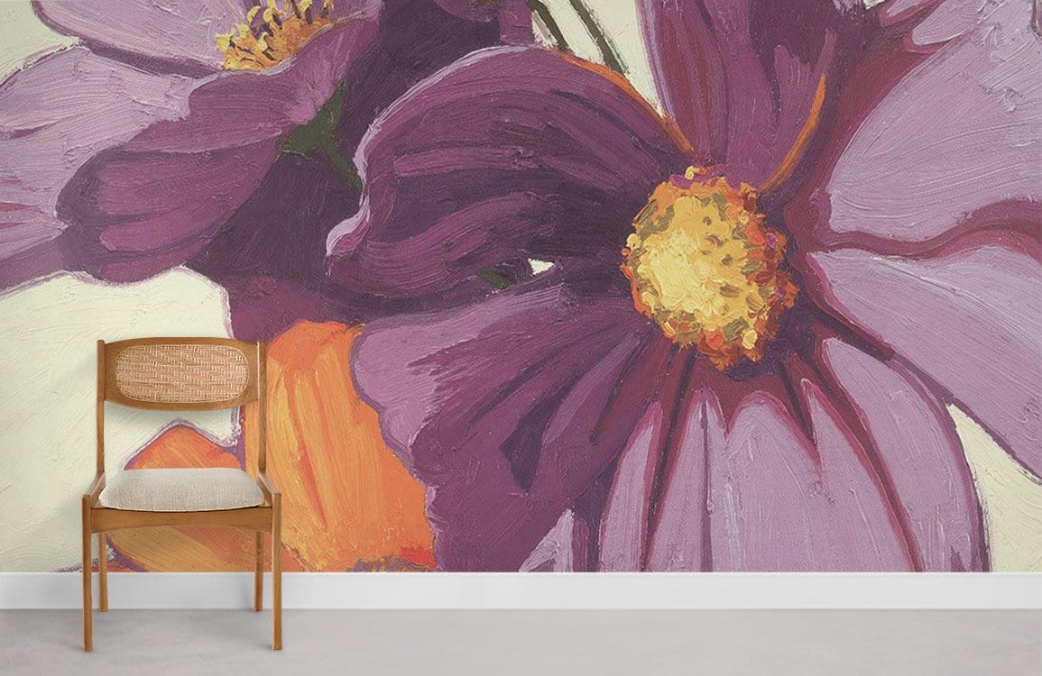 Vibrant Floral Blossom Art Mural Wallpaper