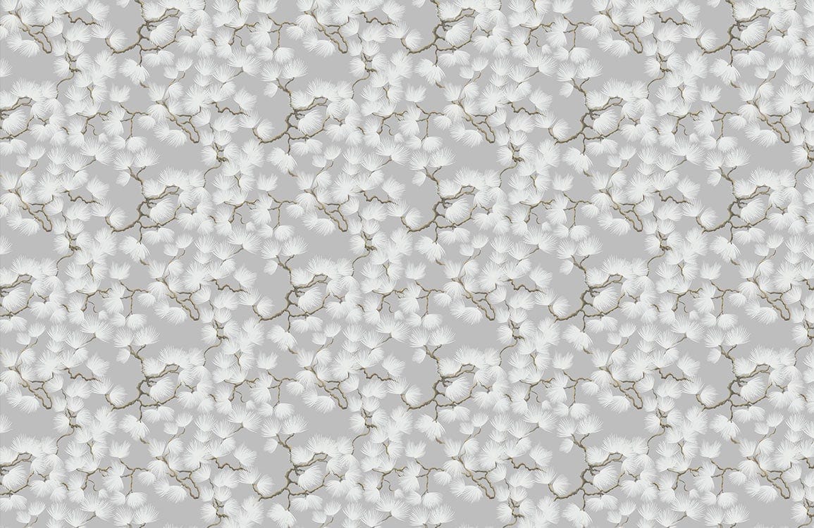Elegant White Floral Gold Vine Mural Wallpaper