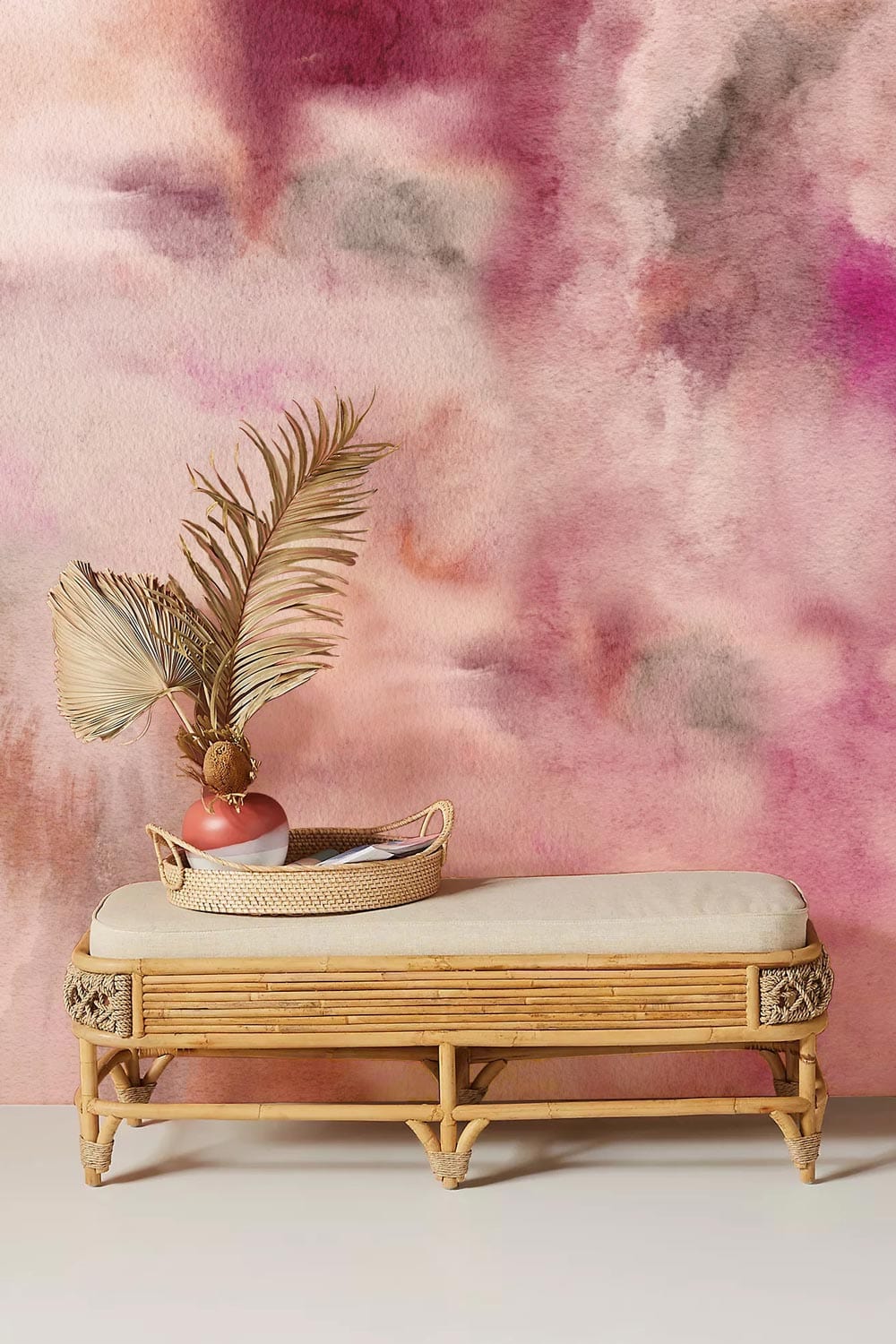 Pink Blending Watercolor Ombre Wallpaper Hallway