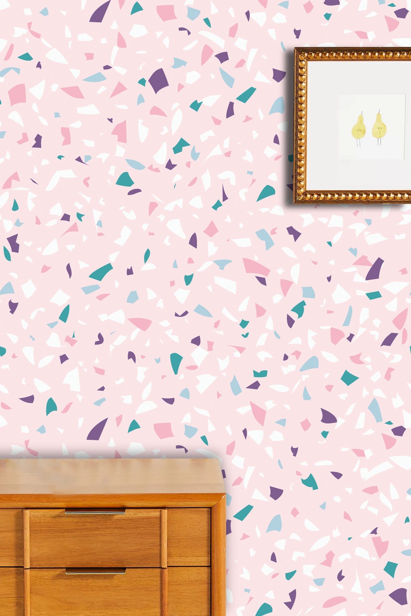 Wallpaper Mural with a Colorful Chips and Marble Pattern for Home Decoration