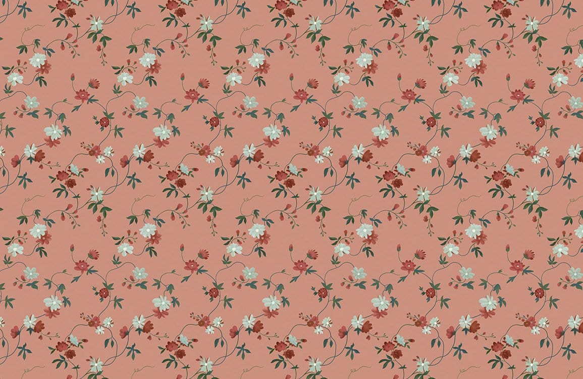 Vintage Pink Botanical Floral Mural Wallpaper