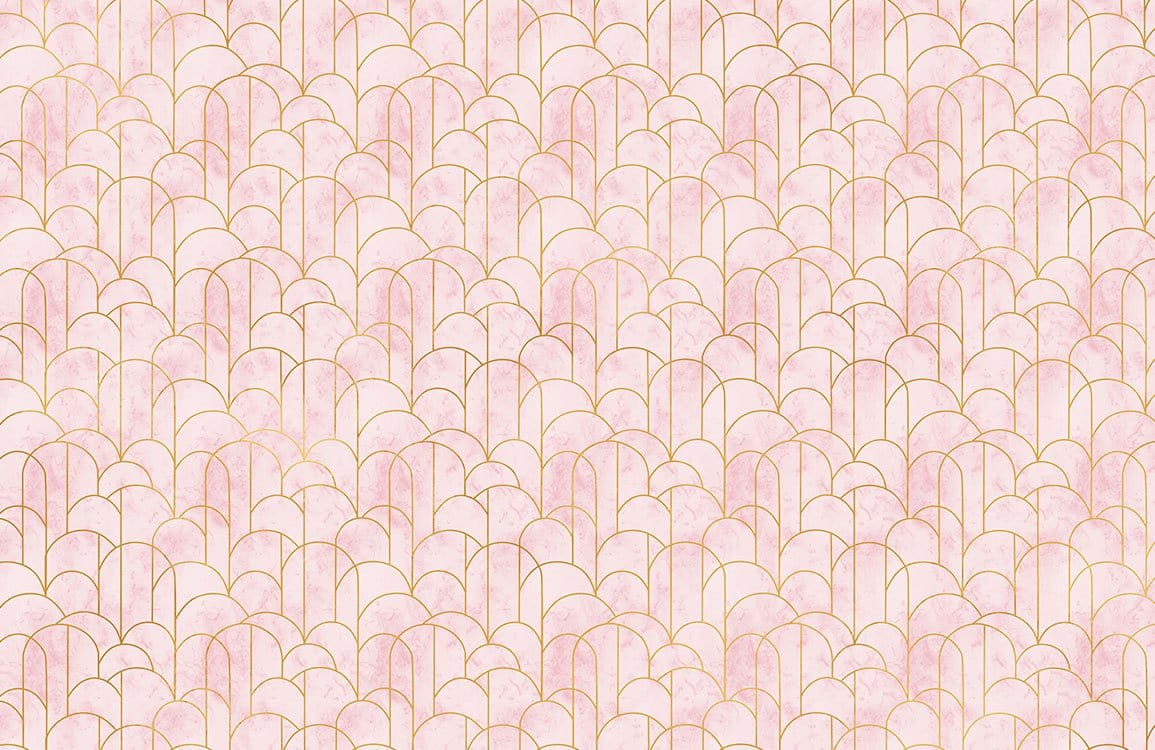 Pink Geometric Arch Pattern Mural Wallpaper