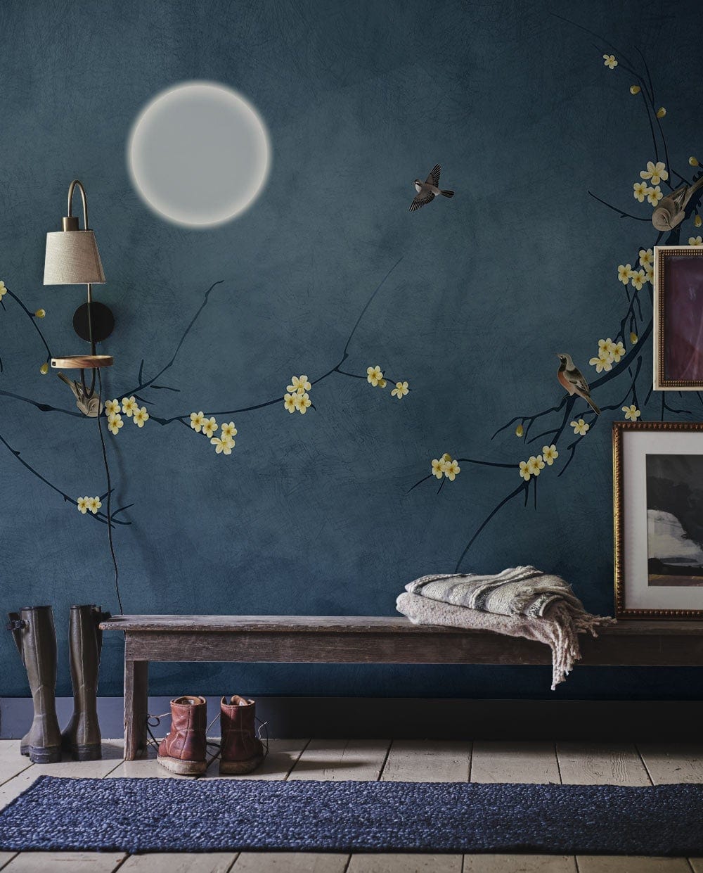 Plum Blossom Vinatge Floral Mural Wallpaper Design