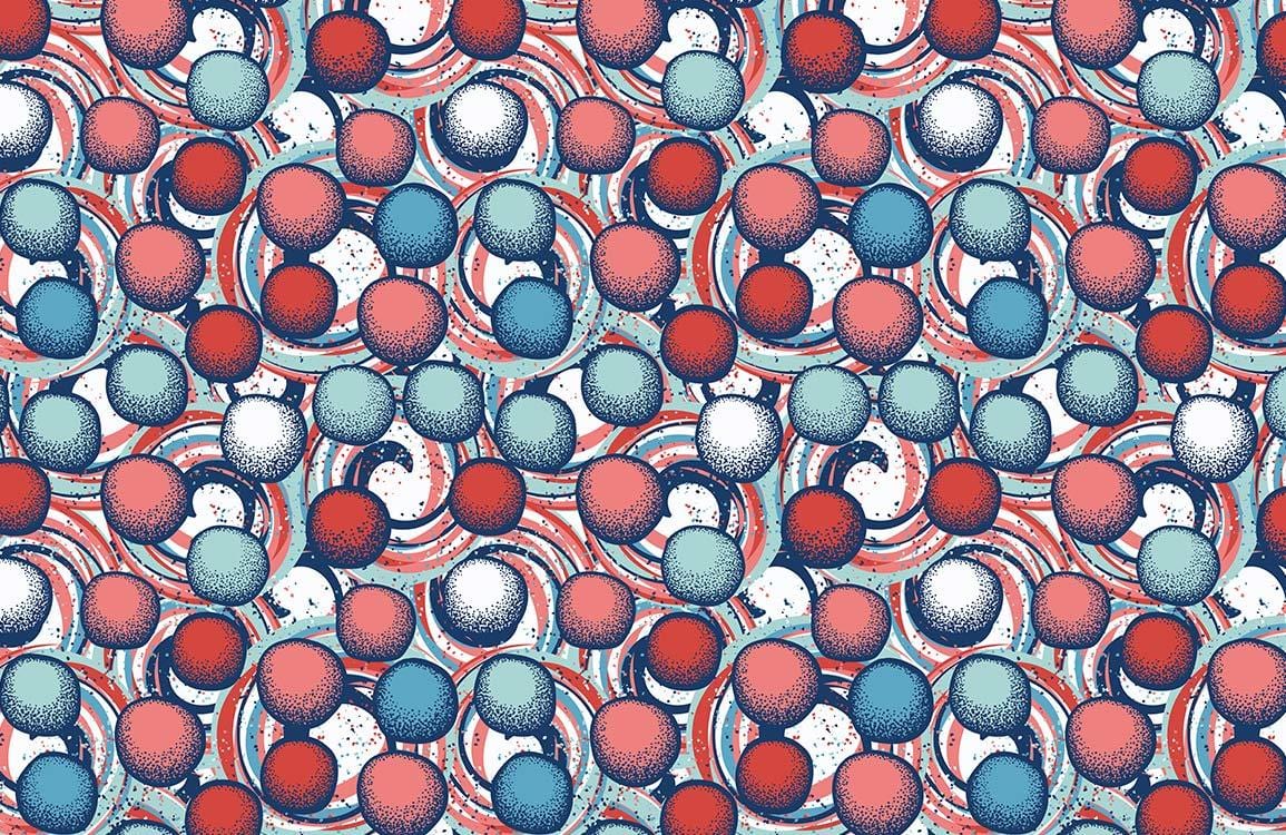 Modern Blue Red Geometric Mural Wallpaper
