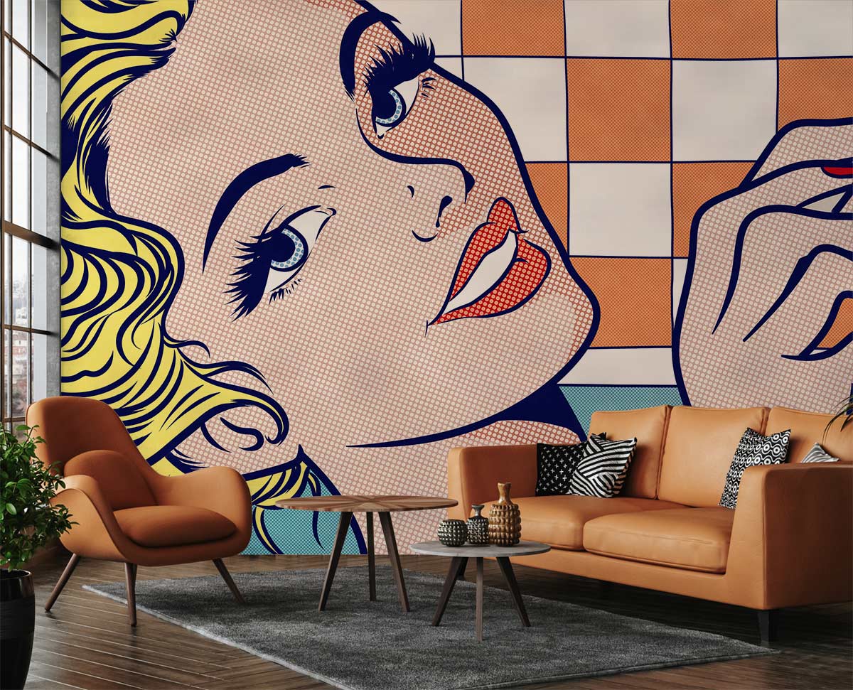 Vintage Pop Art Retro Mural Wallpaper in living room