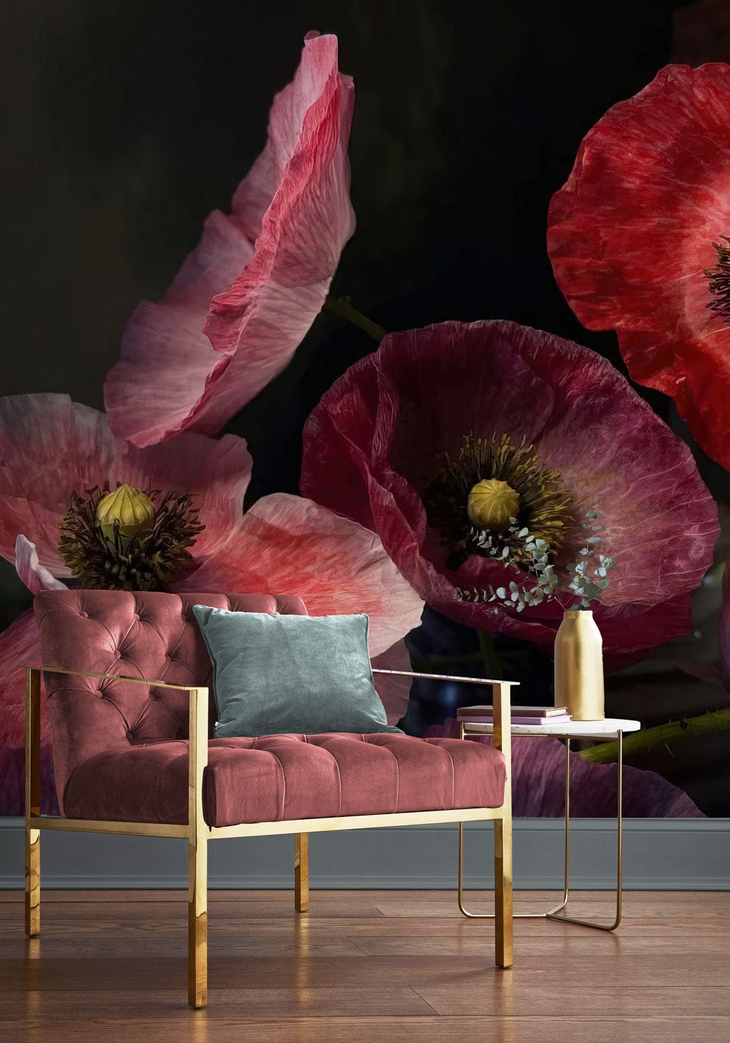 poppy petal 3d visual effect wall mural custom design