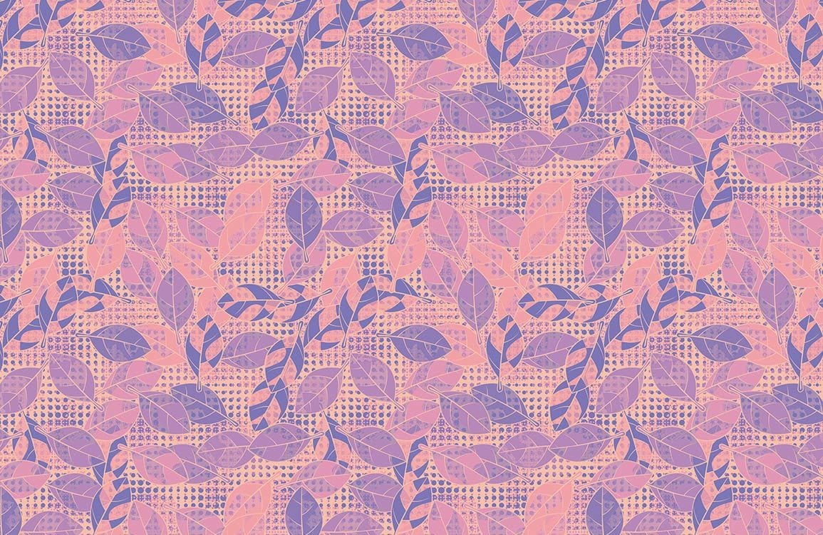 Pink Leaf Geometric Botanical Mural Wallpaper