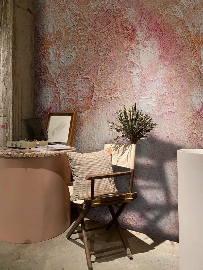Wallcovering with an Oil Painting of a Pink Hallway Scenery Mural