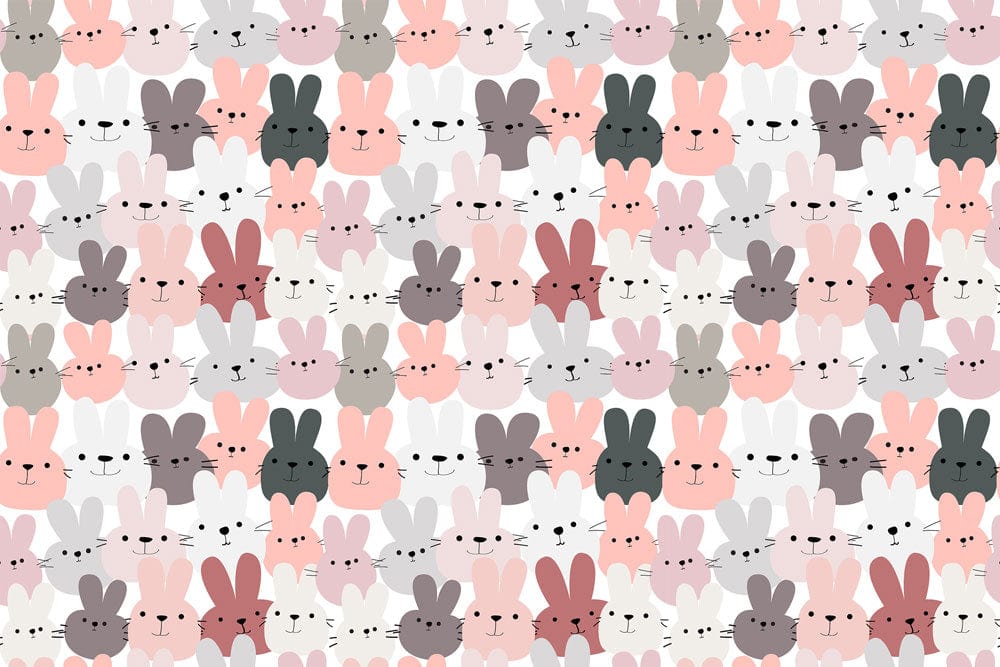 colourful cartoon rabbit faces wallpaper mural for house