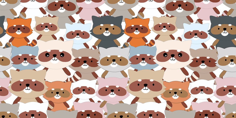 Raccoon with rags wallpaper mural for the house