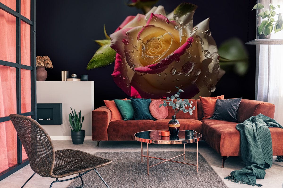 Rainbow Rose Wallpaper Mural for the Decoration of the Living Room
