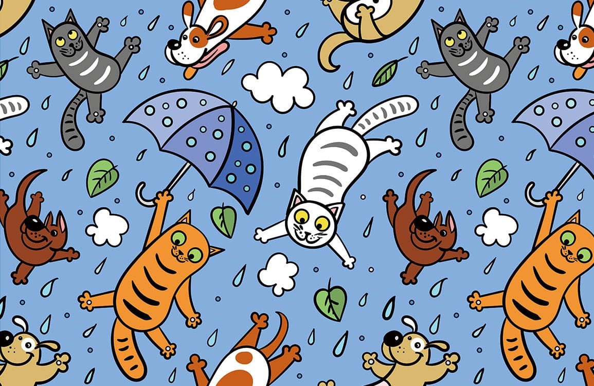 Whimsical Playful Cat Wallpaper Mural