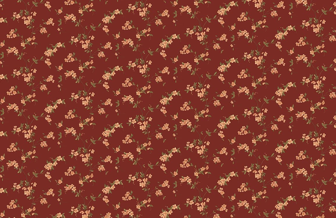 Vintage Floral Red Mural Wallpaper