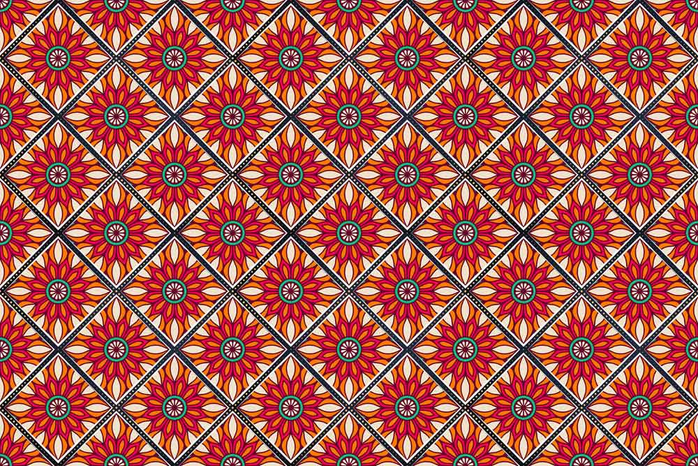 mural wallpaper with repeating red flowers for your home's dcor