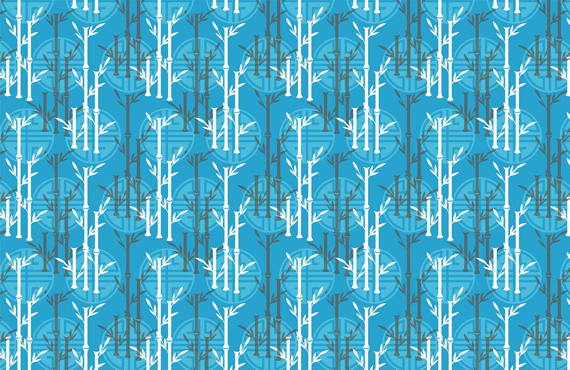 Repeat Bamboo Pattern Blue Wallpaper