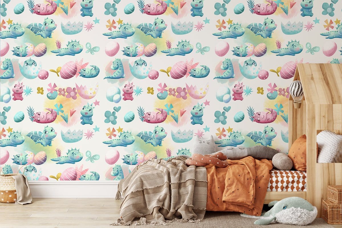 Whimsical Underwater Creatures Kids Mural Wallpaper in bedroom