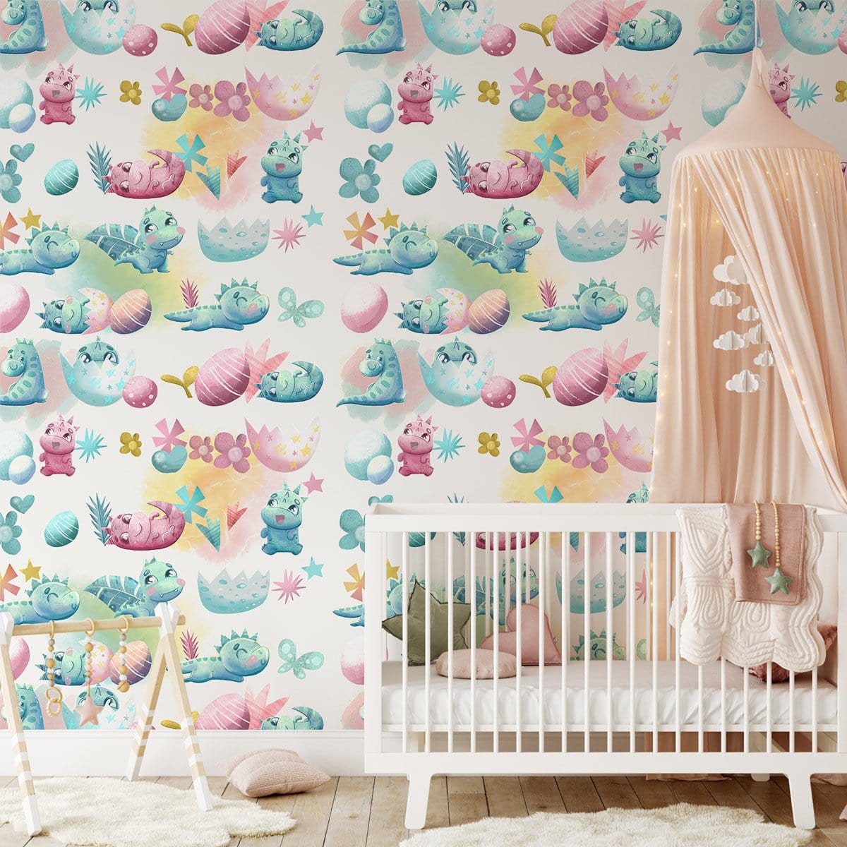 Whimsical Underwater Creatures Kids Mural Wallpaper in nursery