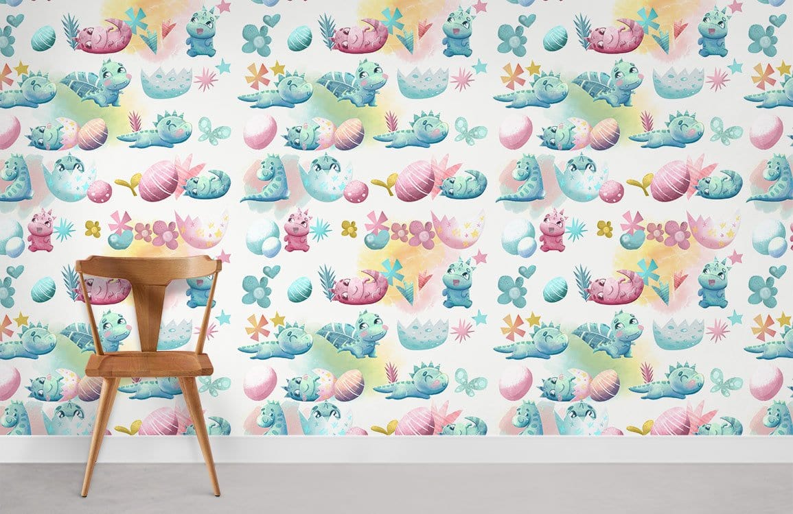 Whimsical Underwater Creatures Kids Mural Wallpaper in playroom