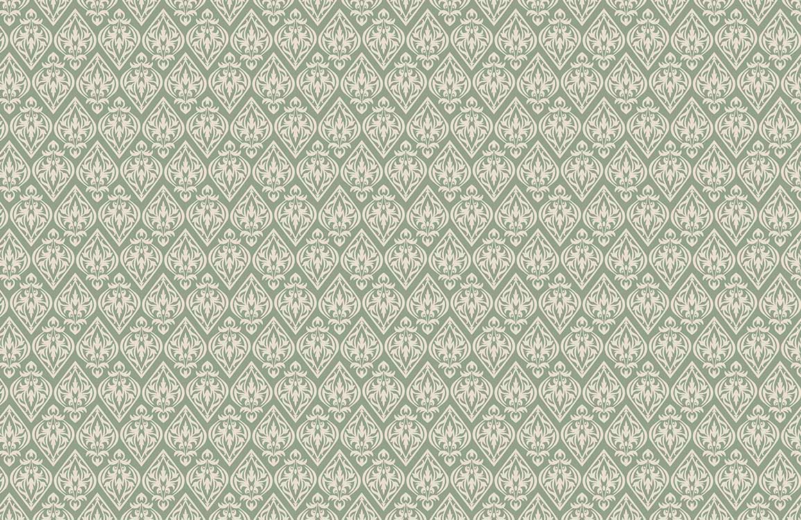 Elegant Emerald Green Damask Mural Wallpaper