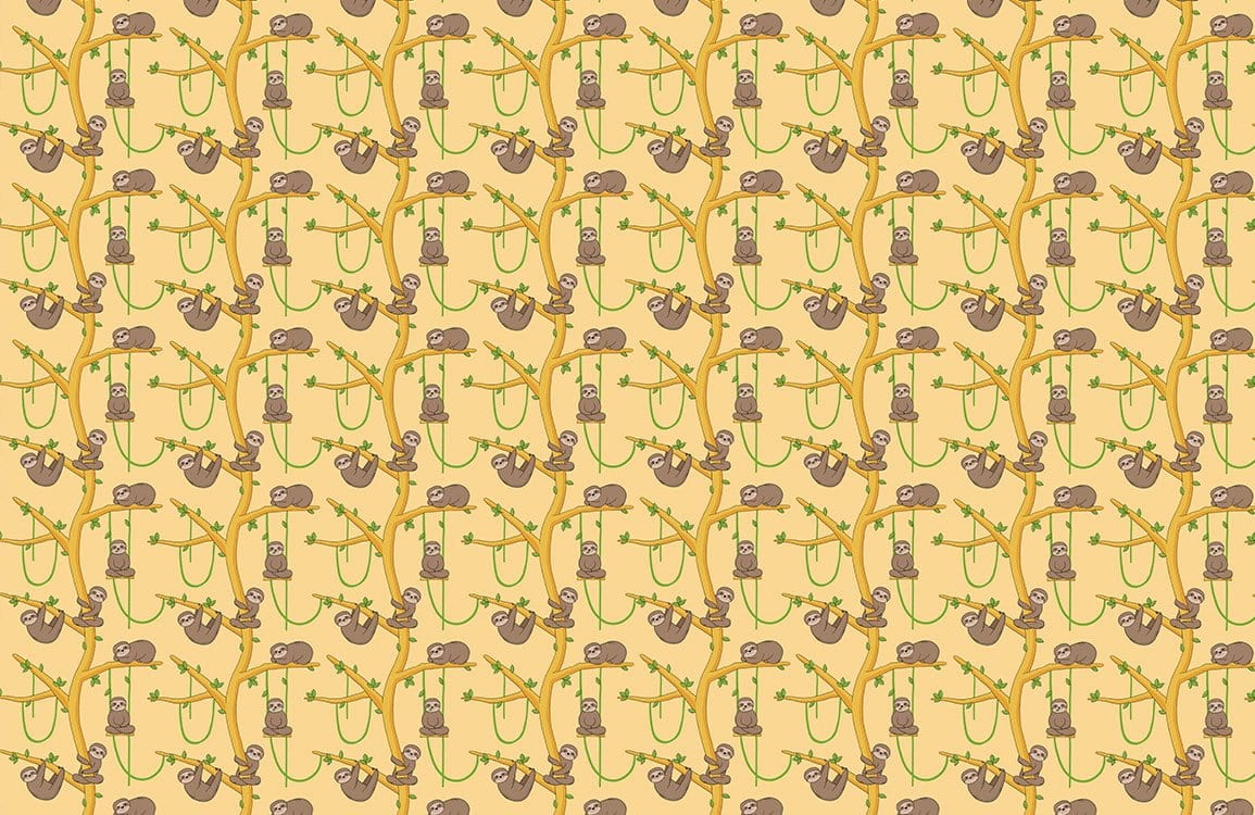 Whimsical Bicycle Patterned Yellow Mural Wallpaper