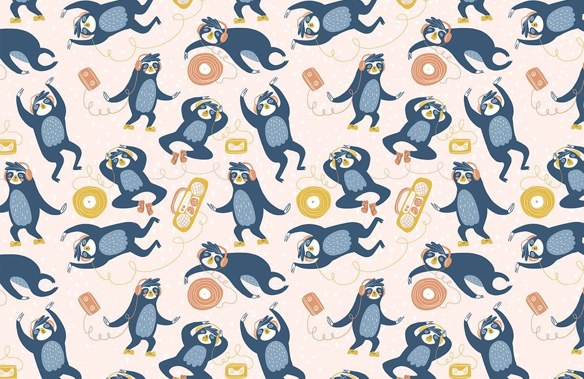 Playful Music-Loving Lemurs Mural Wallpaper