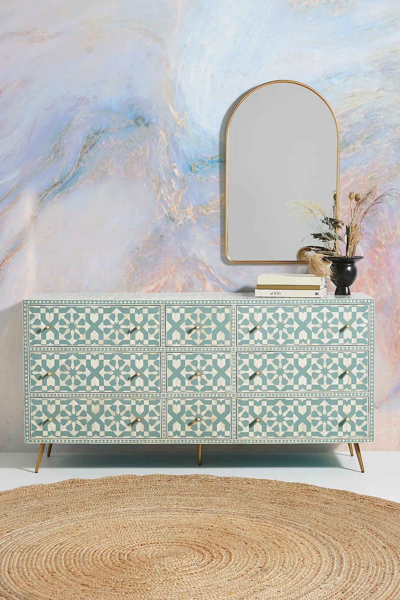 Hallway Decoration Featuring a Glittering and Dreamy Marble Wallpaper Mural
