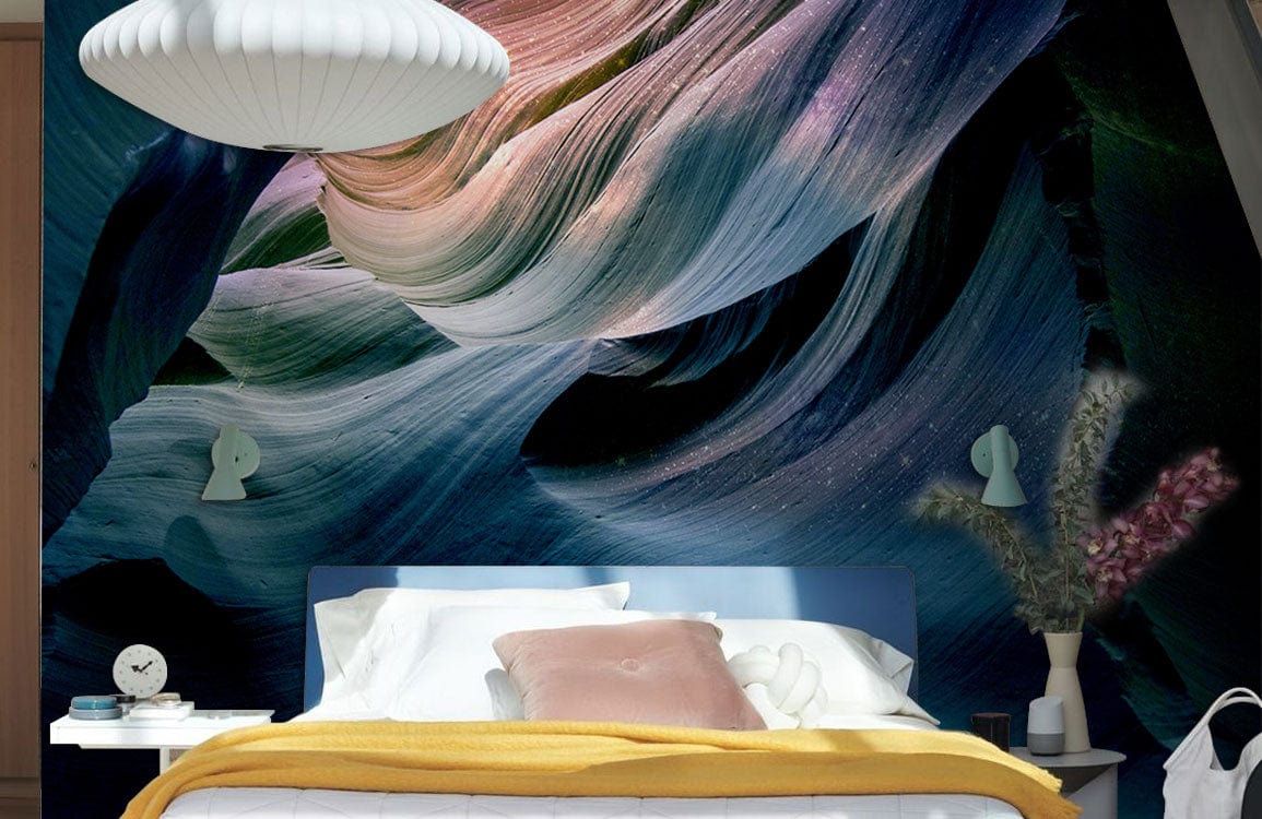 rock surface wallpaper mural bedroom interior