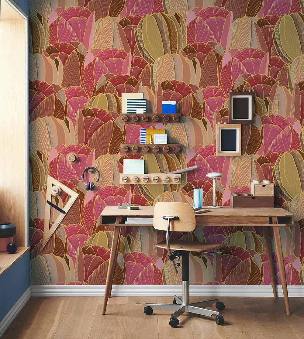 custom boomy leaf wallpaper mural for office
