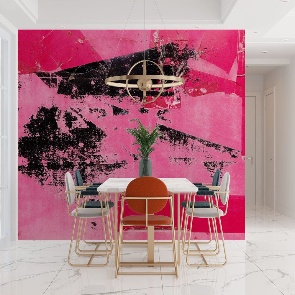 Decorate your dining room with a rose-colored paint wall mural including a wallpaper mural.