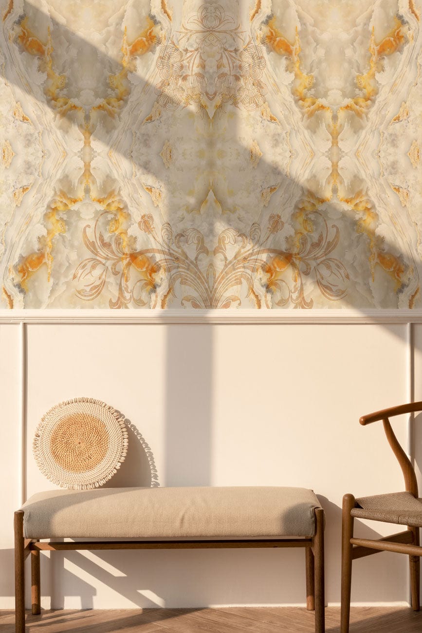 Royal Platinum Marble Wallpaper Mural for the Entryway and Hallway Decorations