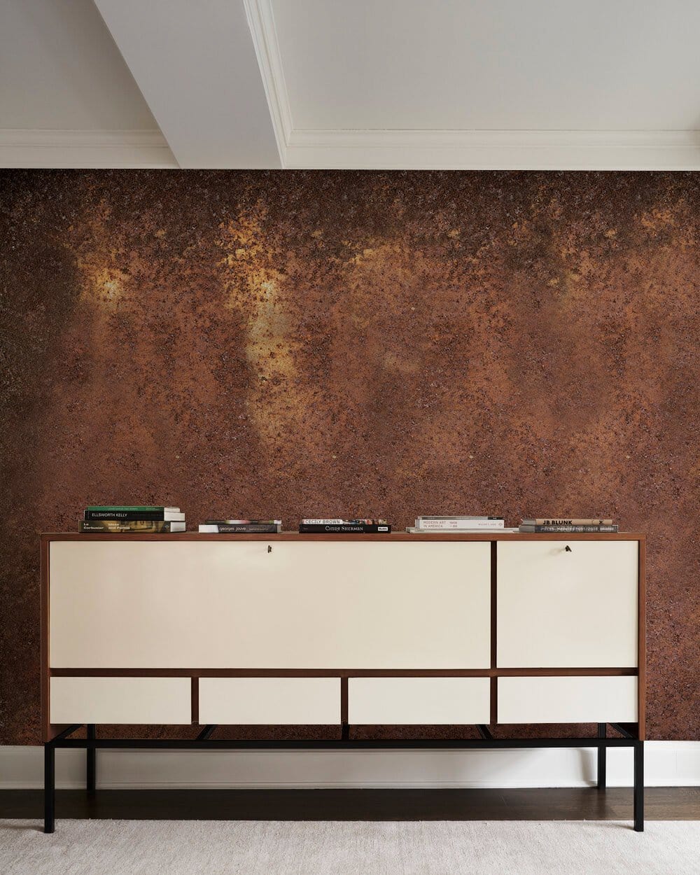 Rustic Textured Brown Metallic Mural Wallpaper