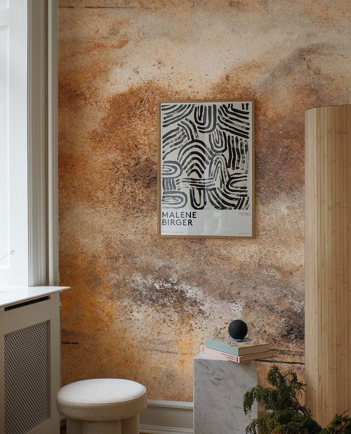 Rust Spots Grained Wall Wallpaper Mural for Use as Decorating Material in Hallways