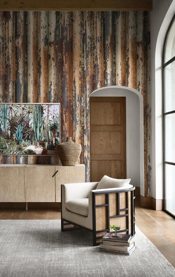 Rusted effect Industrial Mural Wallpaper for living room