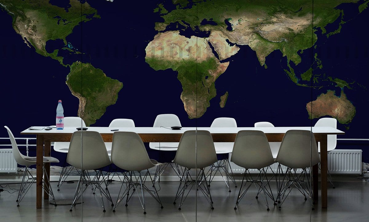 Earth Map Wall Mural Mural Wallpaper in conference room