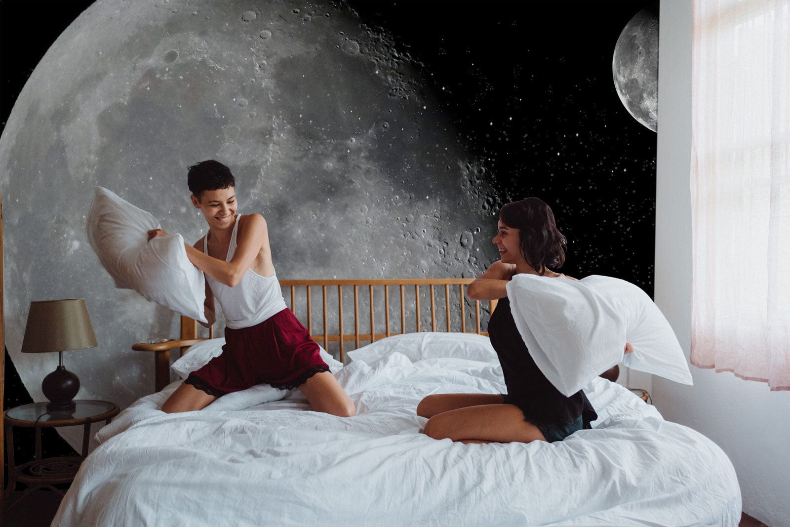 moon surface wallpaper mural bedroom design