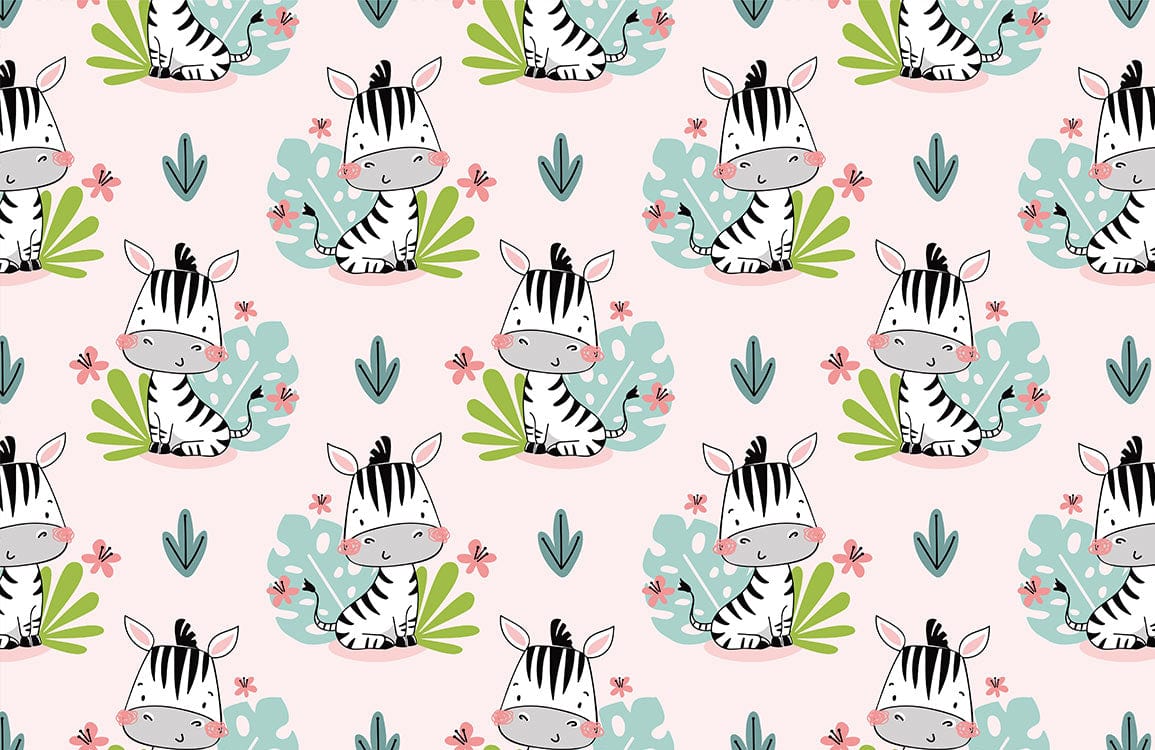 Cartoon Zebra Wall Mural Custom Art Design