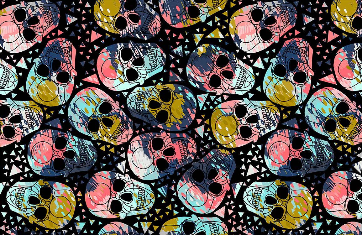 Skeleton Pattern Wall Mural Custom Design Art
