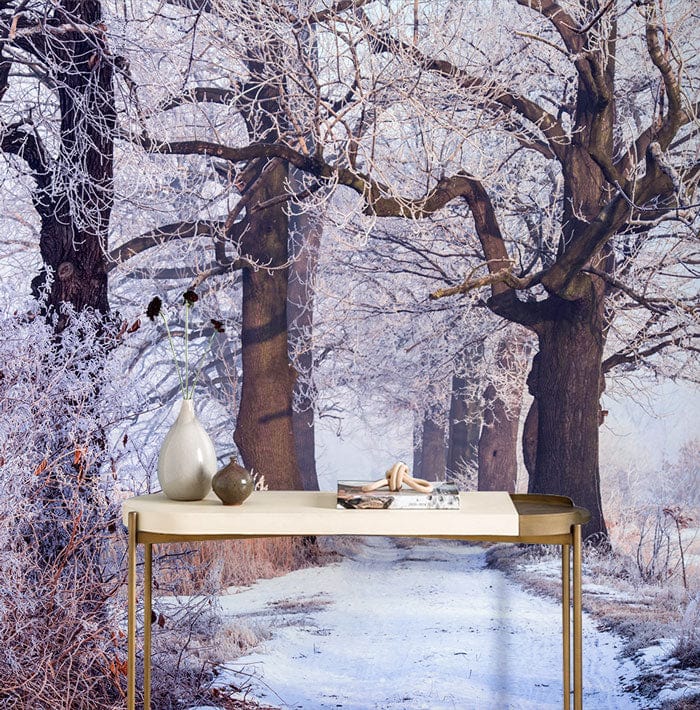 Snowy Forest Hallway Mural Wallpaper